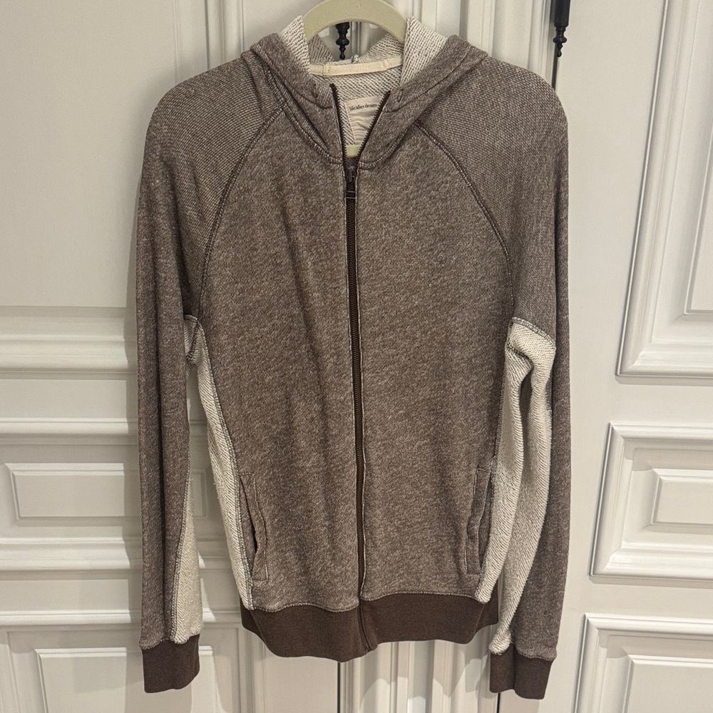 Life After Denim Brown and Cream Zip-Up Sweater
